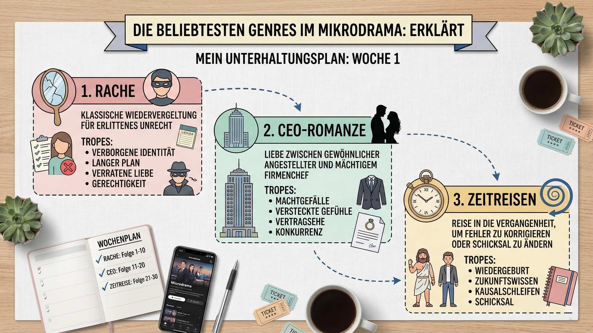 Die beliebtesten Genres im Mikrodrama: Rache, CEO-Romanzen und Zeitreisen erklärt
